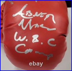 Leo Santa Cruz & Abner Mares signed inscribed Boxing Glove autograph Beckett BAS