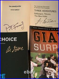Lot Of 10 Autographed Softcover Books Obama Cousteau Carradine Follet Farelly++