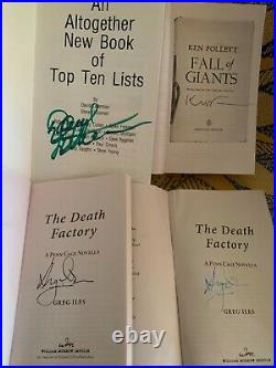 Lot Of 10 Autographed Softcover Books Obama Cousteau Carradine Follet Farelly++