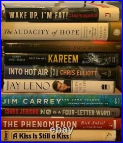 Lot Of 20 Autographed Books Obama Carter Jim Carrey Tebow Limbaugh Kareem Leno+