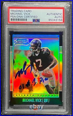 MICHAEL VICK SIGNED 2001 BOWMAN CHROME Rookie Refractor PSA/DNA INSCRIBED /1999