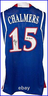 Mario Chalmers signed inscribed jersey autographed NCAA Kansas Jayhawks JSA COA