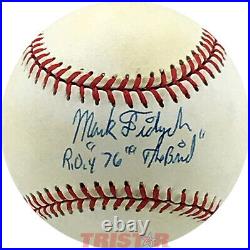 Mark Fidrych Signed Autographed Al Baseball Inscribed Roy 76,'the Bird' Psa