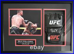 Max Holloway autographed inscribed signed framed glove UFC JSA Justin Gaethje