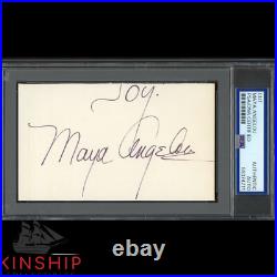 Maya Angelou signed 3x5 Cut PSA DNA Slabbed Inscribed Poet Auto C4275