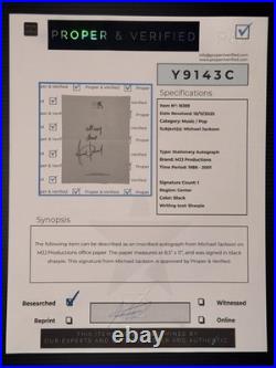 Michael Jackson Hand Signed MJJ Productions 8.5x11 Inscribed Autograph Pop