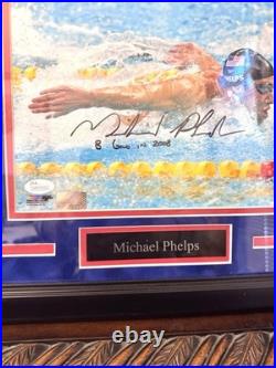 Michael Phelps Signed and the (Only I See INSCRIBED) Photo Framed 16x18 JSA COA
