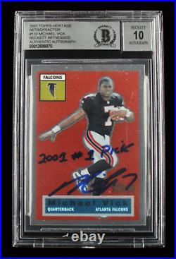 Michael Vick Signed 2001 Topps Heritage Retrofractor #133 Inscribed 2001 #1 P