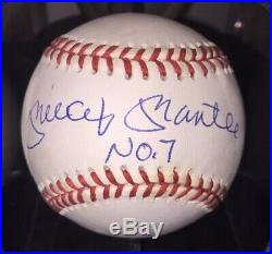 Mickey Mantle Autographed Inscribed No. 7 Signed Baseball High Grade Yankees