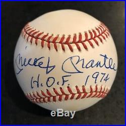 Mickey Mantle HOF 1974 Inscribed Autographed Signed Baseball Ball PSA LOA