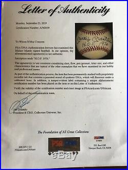 Mickey Mantle HOF 1974 Inscribed Autographed Signed Baseball Ball PSA LOA