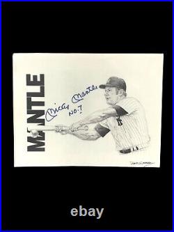 Mickey Mantle Signed Autographed 8x10 Photo/ Print Inscribed NO. 7 JSA LOA