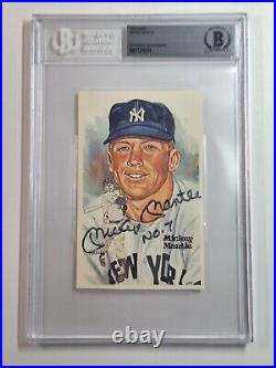 Mickey Mantle Signed INSCRIBED NO. 7 1981 HOF Perez Stee# AUTO BECKETT #6518