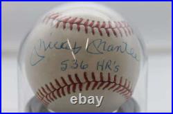 Mickey Mantle Signed Oalb Inscribed 536 Hrs Baseball Autograph Bas 8 W6365