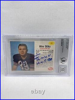 Mike Ditka Signed Inscribed 1962 Post Cereal Rookie Card Beckett Grade 10 Auto