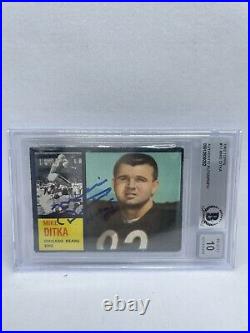 Mike Ditka Signed Inscribed 1962 Topps #17 Rookie Card Beckett Grade 10 Auto 5