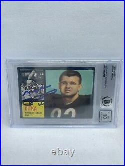 Mike Ditka Signed Inscribed 1962 Topps #17 Rookie Card Beckett Grade 10 Auto 7