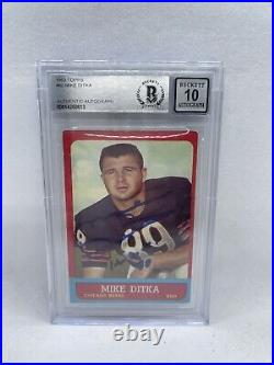 Mike Ditka Signed Inscribed 1963 Topps #17 Card Beckett Grade 10 Auto HOF