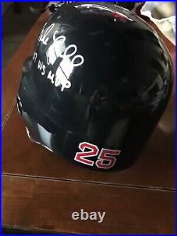 Mike Lowell Boston Red Sox Team Game Used Autographed Inscribed Batting Helmet