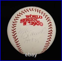 Mike Schmidt Signed 1980 World Series Baseball Inscribed HOF 95 (Beckett)