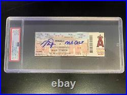 Mike Trout MLB Debut Autographed & Inscribed MLB Debut Full Ticket PSA 8