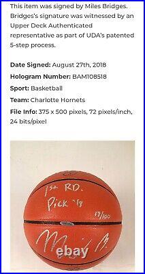 Miles Bridges Signed Autographed Spalding Basketball Inscribed Hornets #/100 UDA