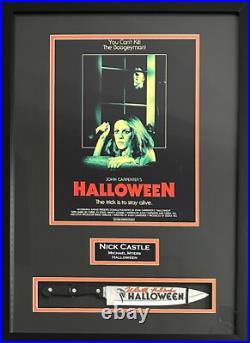 Nick Castle autographed inscribed framed knife Halloween Michael Myers Beckett