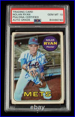 Nolan Ryan Signed 1969 Topps #533 Inscribed 324 Wins, 5,714 K's & 7 No-Hitt