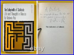 OCTAVIO PAZ Signed Labyrinth Of Solitude 1961 Grove Press Inscribed Nobel Prize