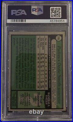 OZZIE SMITH Signed 1979 Topps ROOKIE Card Inscribed HOF 2002 PSA 7 /10 Autograph
