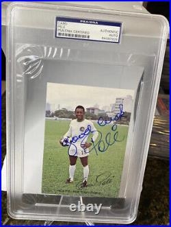 PELE Auto PSA/DNA Authentic Autograph COSMOS Signed Card INSCRIBED GOOD LUCK