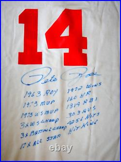 PETE ROSE SIGNED REDS JERSEY With 12 INSCRIBED STATS BECKETT CERTIFIED AUTOGRAPH