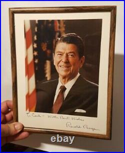 PRESIDENT RONALD REAGAN Hand Signed Autographed Inscribed Framed Photo