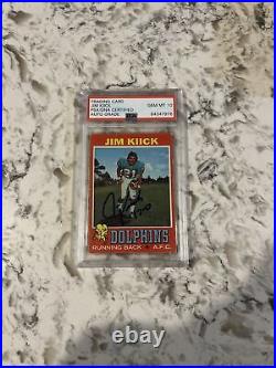 PSA DNA Rc Inscribed 17-0 Jim Kiick Auto 1971 Topps Rookie GEM MT 10 Dolphins