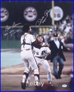 Pete Rose & Bob Boone Signed Phillies 16x20 Photo Inscribed'80 WS Champs oops