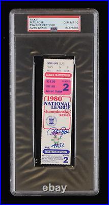 Pete Rose Signed 1980 World Series Game 2 Ticket Inscribed 4256 Autograph Gr