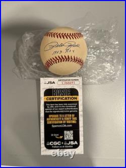 Pete Rose Signed Baseball Inscribed 1963 ROY JSA COA Perfect Autograph