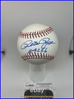 Pete Rose Signed Baseball Inscribed 4256 JSA Authenticated Autograph