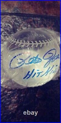 Pete Rose autographed lead crystal baseball inscribed Hit king