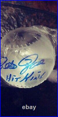 Pete Rose autographed lead crystal baseball inscribed Hit king