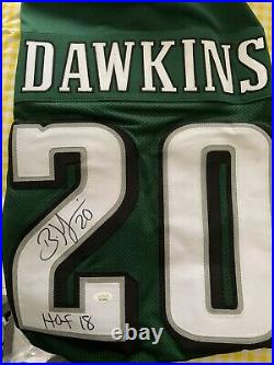 Philadelphia Eagles Brian Dawkins Autographed Jersey Hof 18 Inscribed Jsa Coa