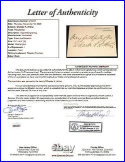 President Chester Arthur signed White House Card JSA LOA Inscribed Auto Z495