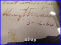 President Harry S. Truman Signed Autographed Inscribed Photo Dated 1963 Vintage