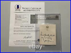 President Lyndon B. Johnson Signed Inscribed Bookplate BAS BECKETT LOA