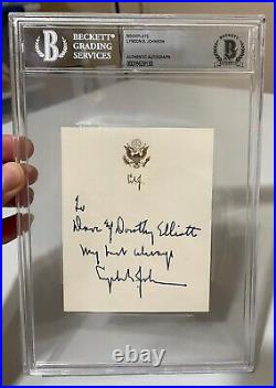 President Lyndon B. Johnson Signed Inscribed Bookplate BAS BECKETT LOA