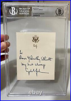 President Lyndon B. Johnson Signed Inscribed Bookplate BAS BECKETT LOA