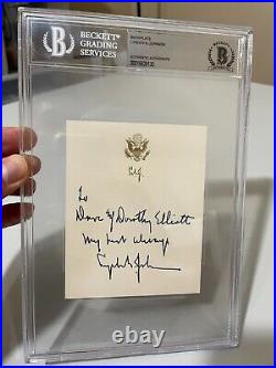 President Lyndon B. Johnson Signed Inscribed Bookplate BAS BECKETT LOA