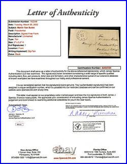 President Martin Van Buren signed Free Frank FF JSA LOA Inscribed Auto Rare Z920
