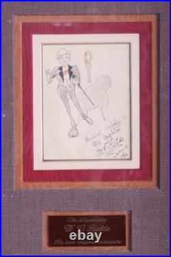 RARE 1911 SIGNED W. C. Fields Autographed Original Caricature & Photo Display COA