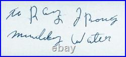 RARE EARLY 1958 AUTOGRAPH PAGE SIGNED & INSCRIBED by BLUES LEGEND MUDDY WATERS